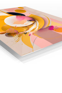 Orbiting Geometric Energy premium metal wall art – angled view
