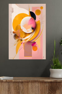 Orbiting Geometric Energy metal wall art displayed in a modern interior