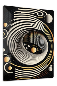 Golden Orbit Abstract Relief premium metal wall art – front view