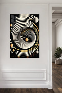 Golden Orbit Abstract Relief metal wall art displayed in a contemporary living space