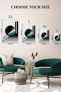 EMESA metal wall art size comparison guide for Amber Orbit Relief