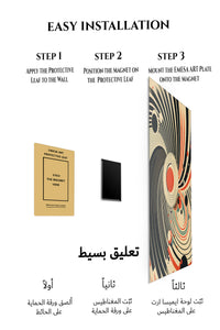 Magnetic mounting installation guide for Monochrome Circle Grid metal wall art
