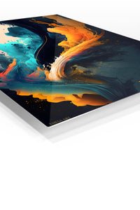 Emerald Frames and Orange Forms premium metal wall art – angled view
