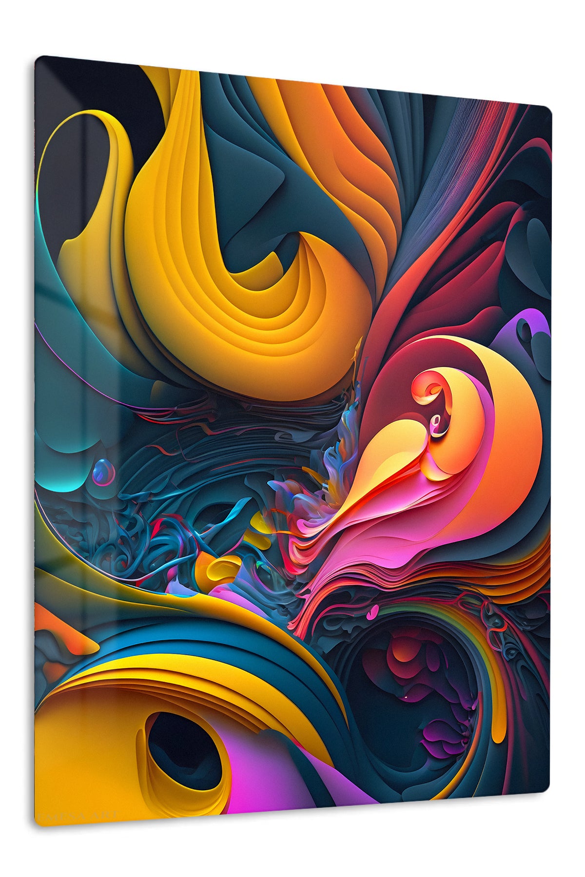 Colorful Floating Triangles premium metal wall art – front view