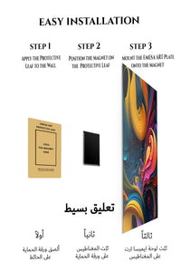 Magnetic mounting installation guide for Colorful Floating Triangles metal wall art