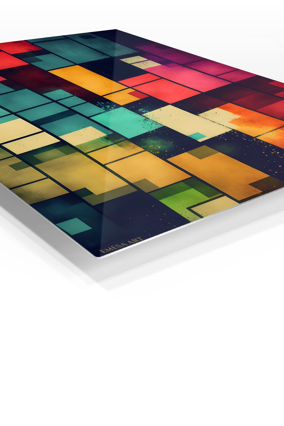 Celestial Geometry premium metal wall art – angled view