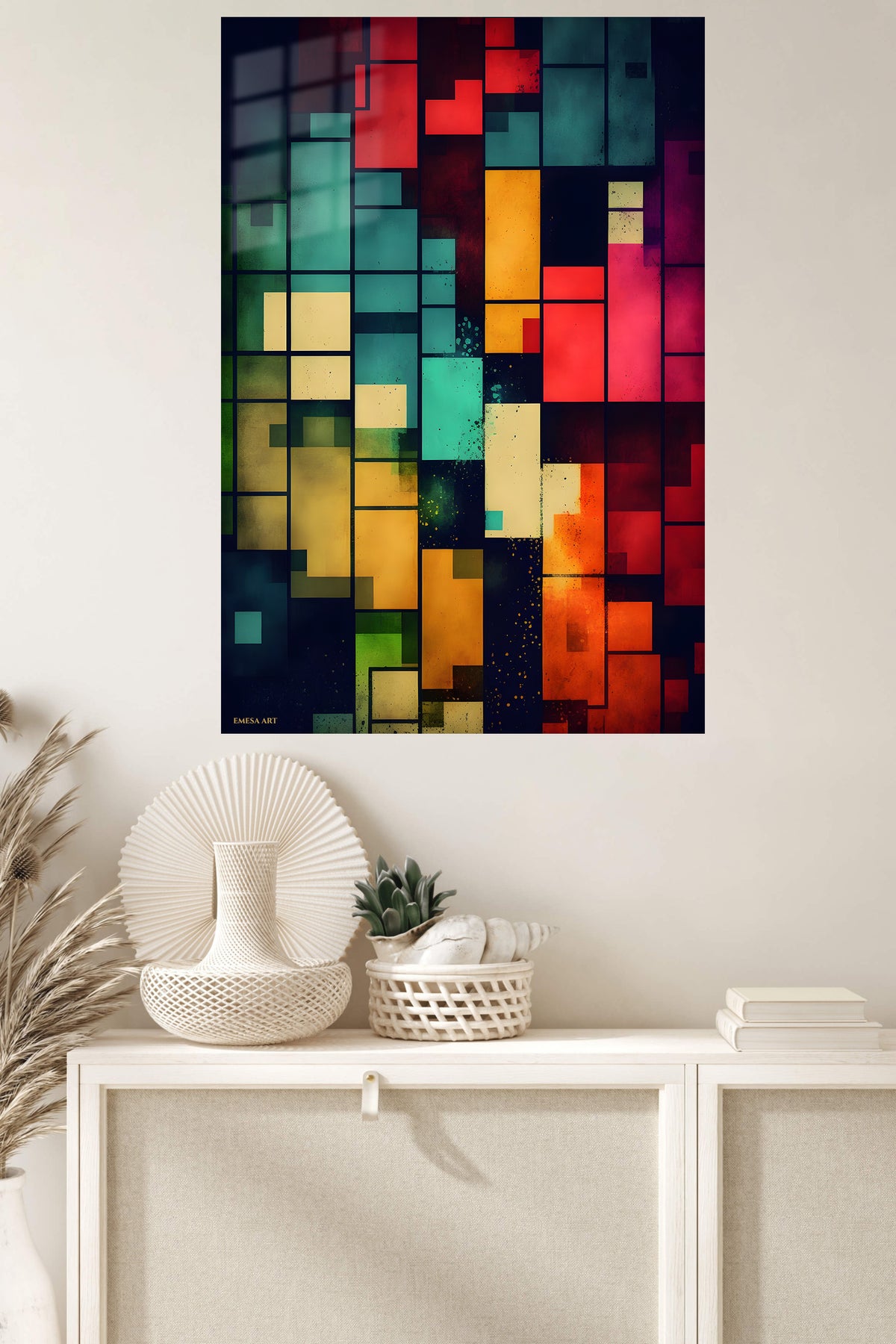 Celestial Geometry metal wall art displayed in a modern interior