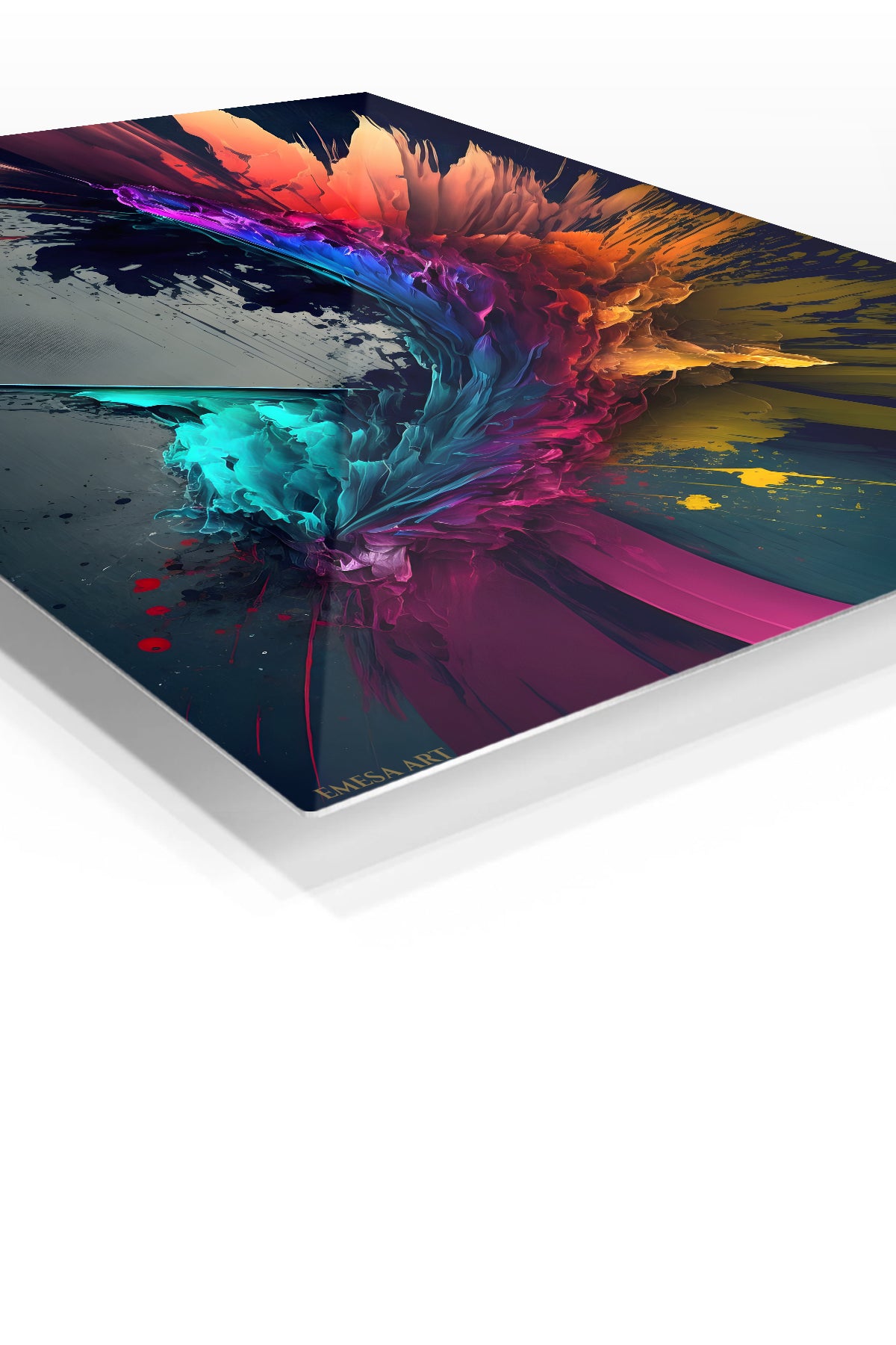 Fragmented Mountain Reverie premium metal wall art – angled view