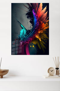 Fragmented Mountain Reverie metal wall art displayed in a modern interior