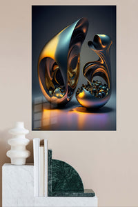 Chromatic Orbit Burst metal wall art displayed in a modern interior