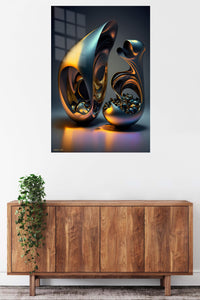 Chromatic Orbit Burst metal wall art displayed in a contemporary living space