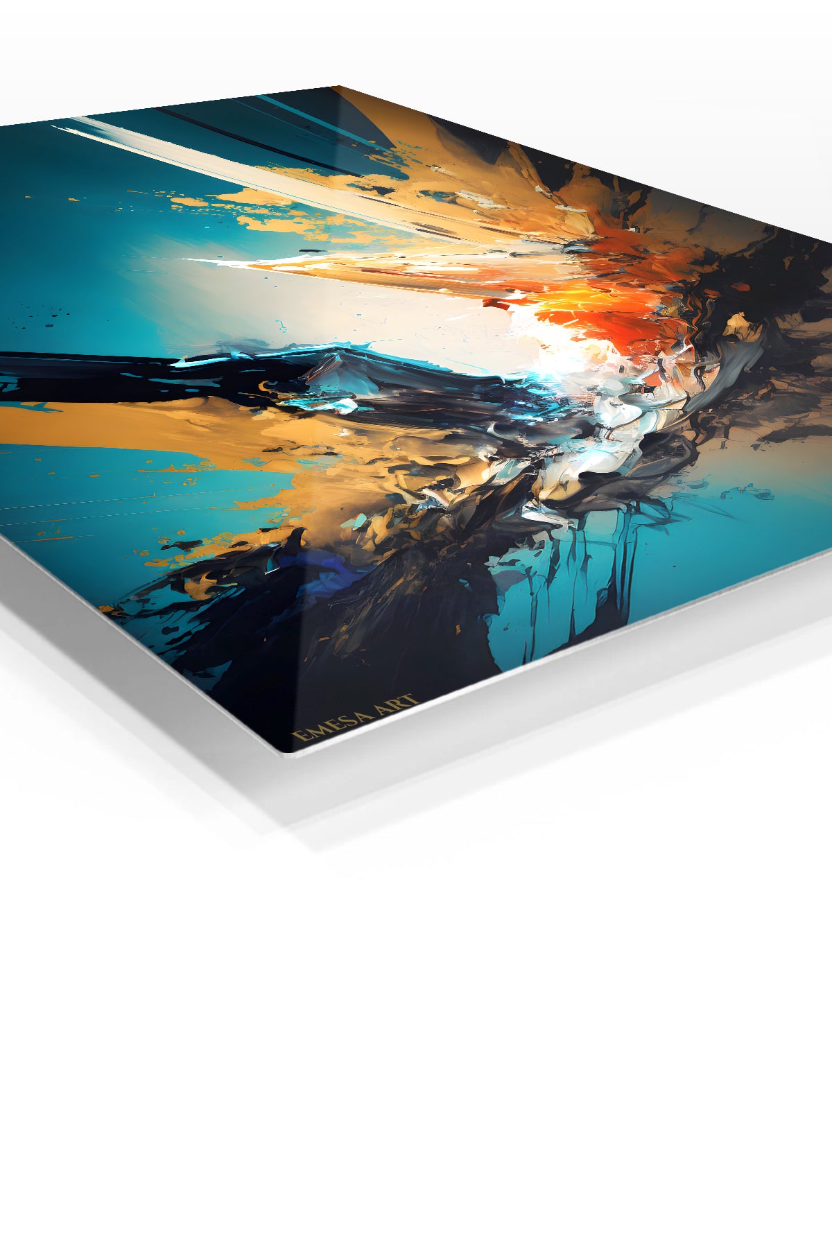 Textured Triangle Mosaic premium metal wall art – angled view