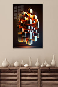 Solar Orbit Geometry metal wall art displayed in a modern interior