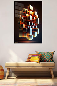 Solar Orbit Geometry metal wall art displayed in a contemporary living space