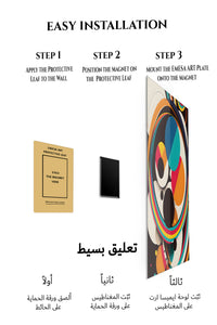 Magnetic mounting installation guide for Distressed Geometric Triangle Composition metal wall art