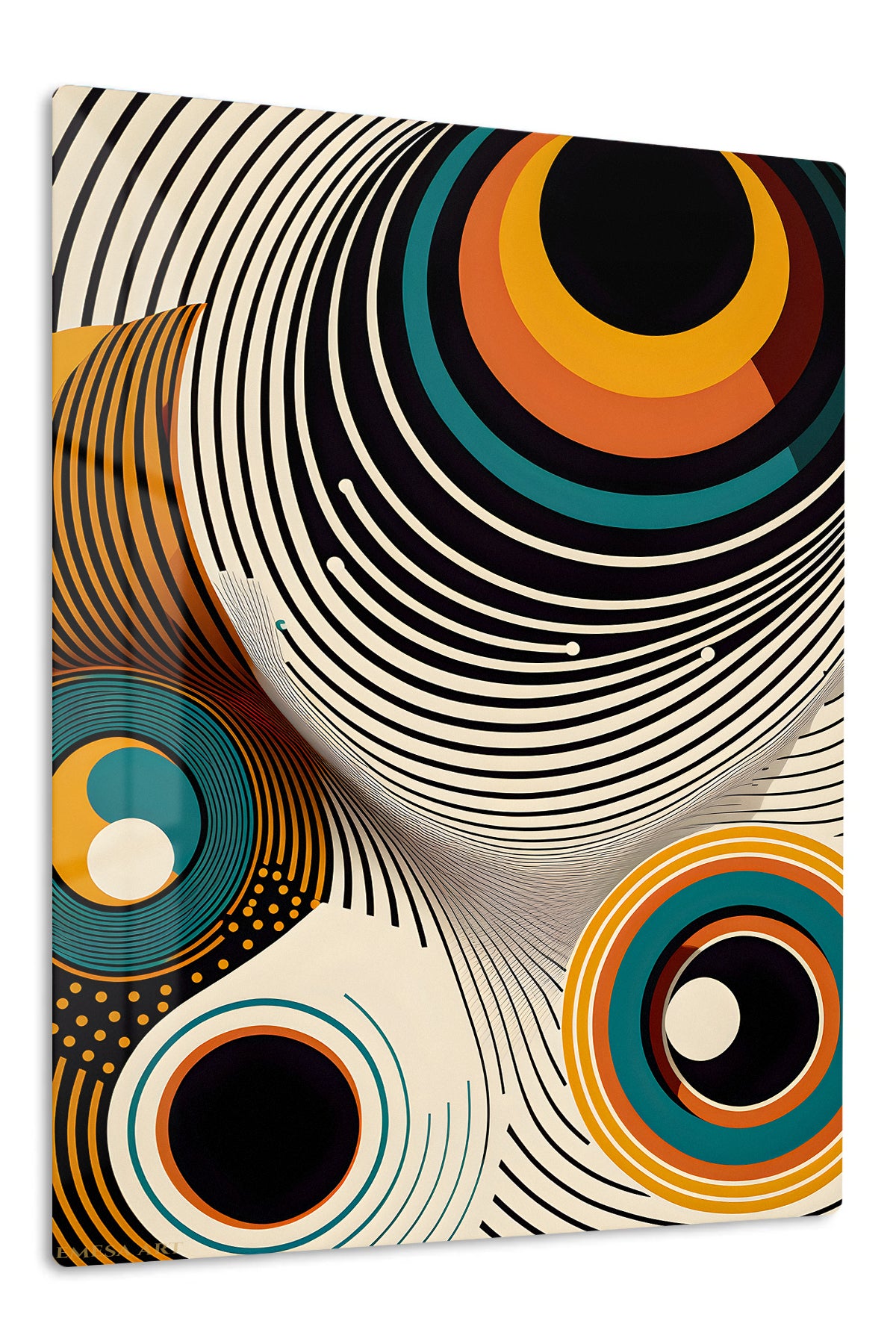 Golden Nested Geometry premium metal wall art – front view