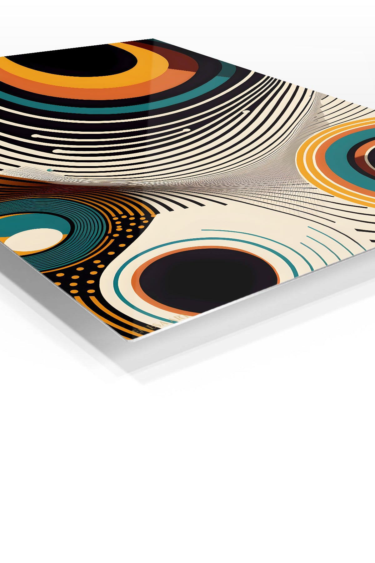 Golden Nested Geometry premium metal wall art – angled view
