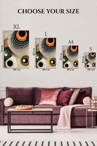 EMESA metal wall art size comparison guide for Golden Nested Geometry