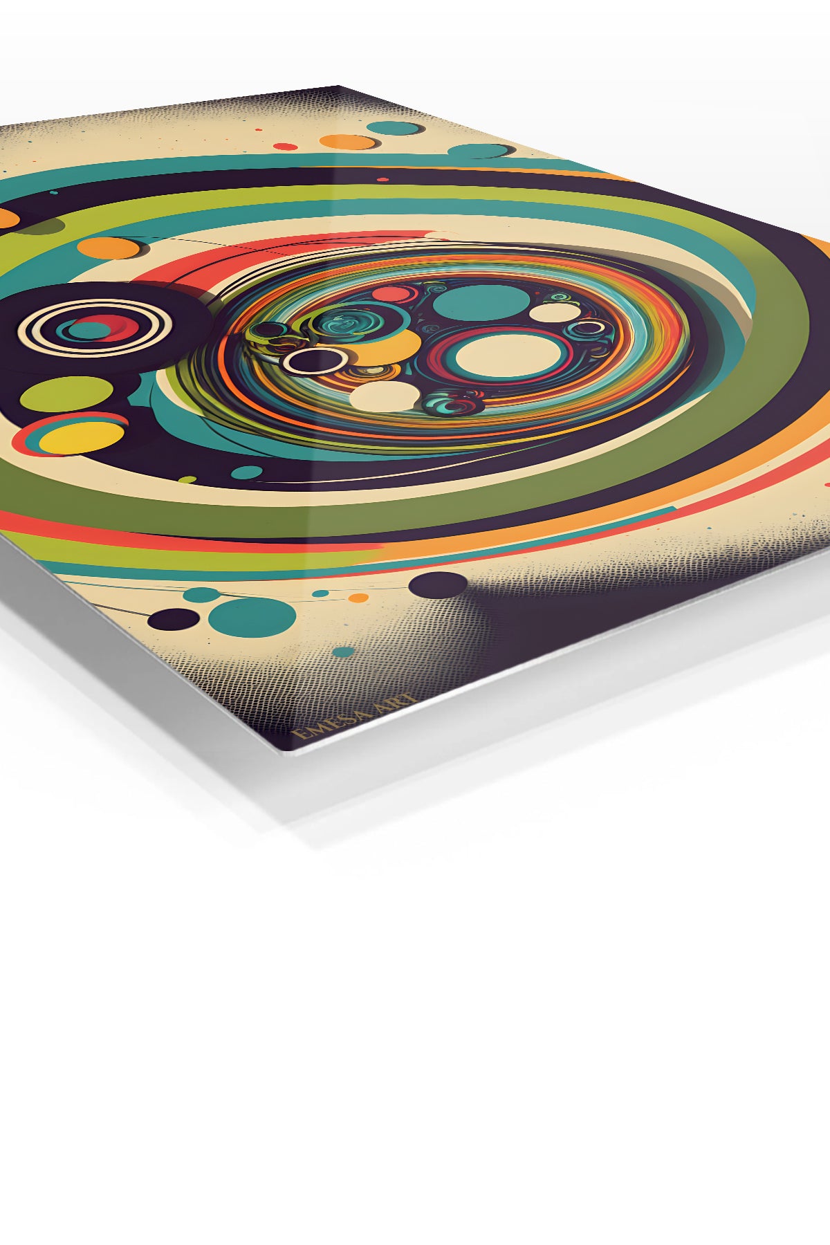 Floating Forms and Arches premium metal wall art – angled view