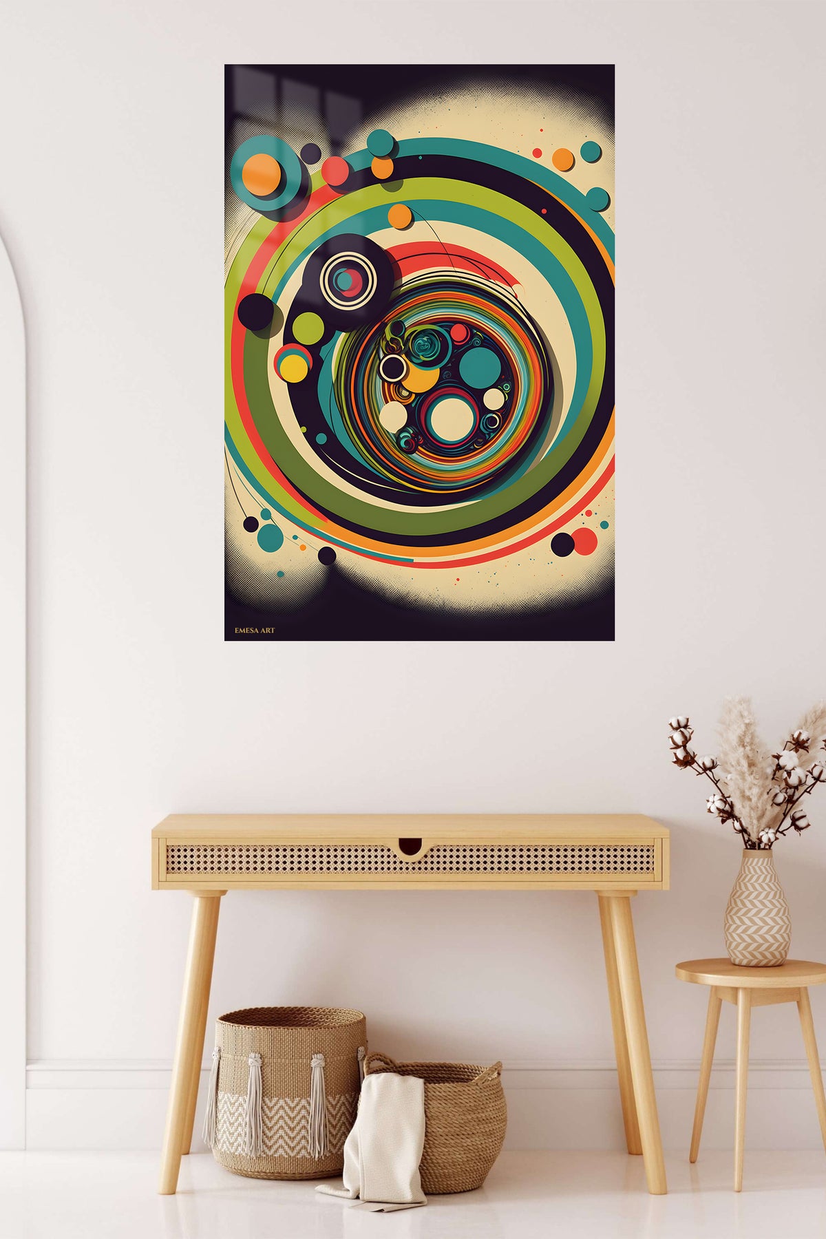 Floating Forms and Arches metal wall art displayed in a contemporary living space