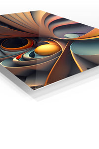 Neon Geometry on Black premium metal wall art – angled view