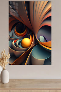 Neon Geometry on Black metal wall art displayed in a modern interior