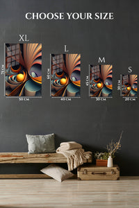 EMESA metal wall art size comparison guide for Neon Geometry on Black