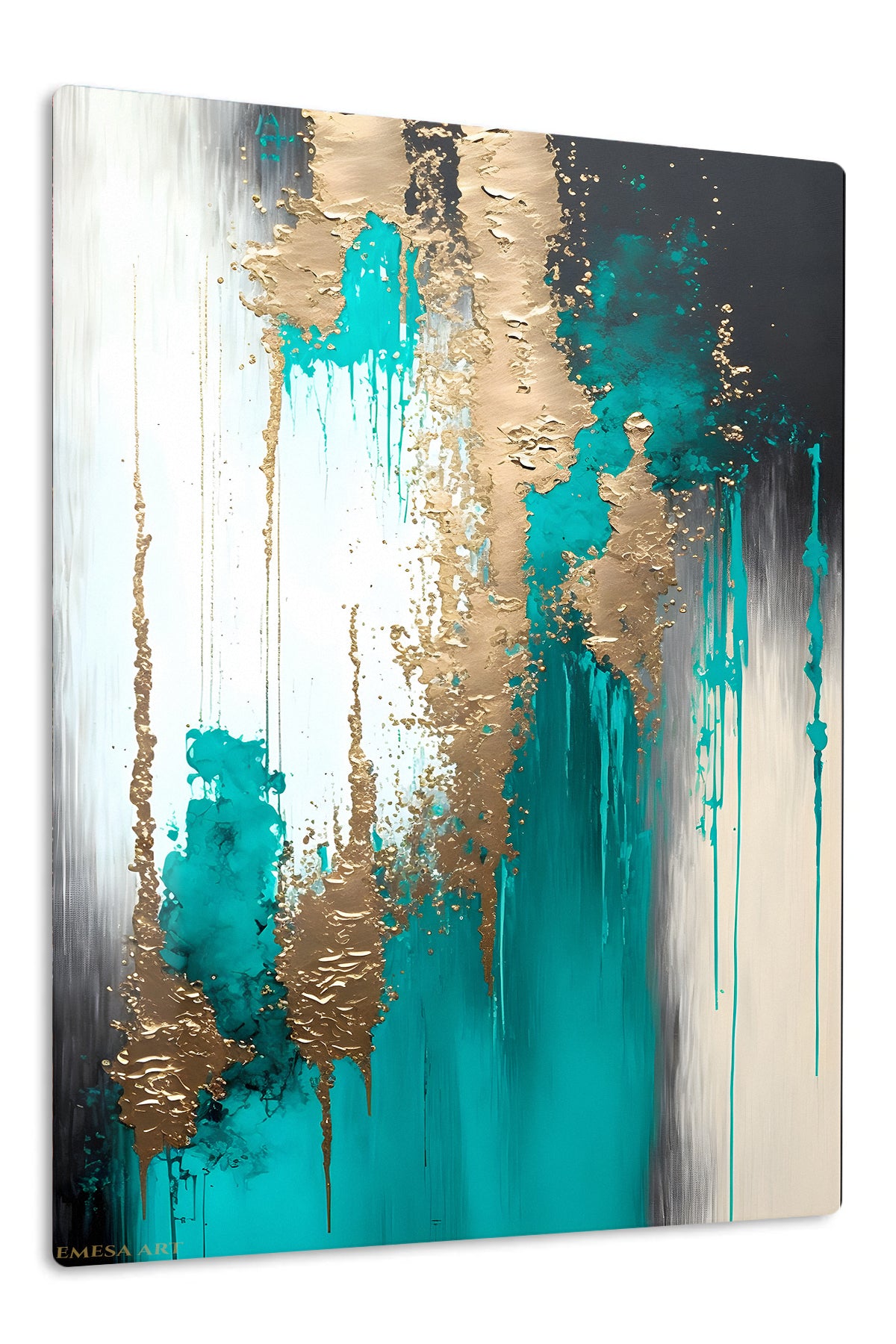 Gilded Vertical Fracture premium metal wall art – front view