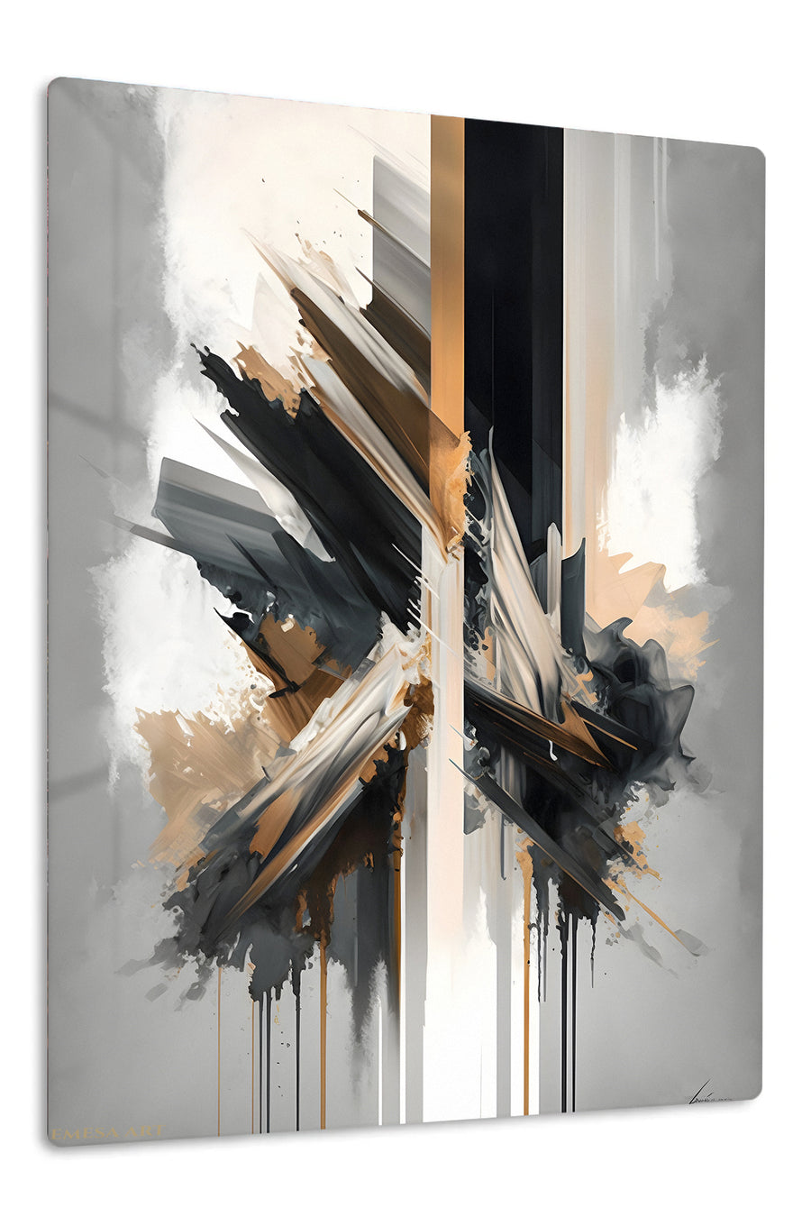 Gilded Vertical Fracture premium metal wall art – front view