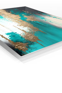 Gilded Vertical Fracture premium metal wall art – angled view