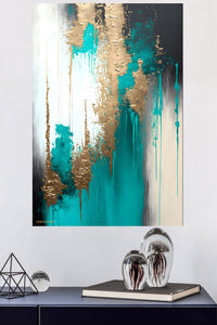 Gilded Vertical Fracture metal wall art displayed in a modern interior