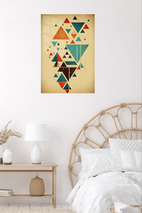 Balanced Triangle Mosaic metal wall art displayed in a contemporary living space