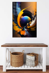 Retro Geometric Orbit metal wall art displayed in a contemporary living space