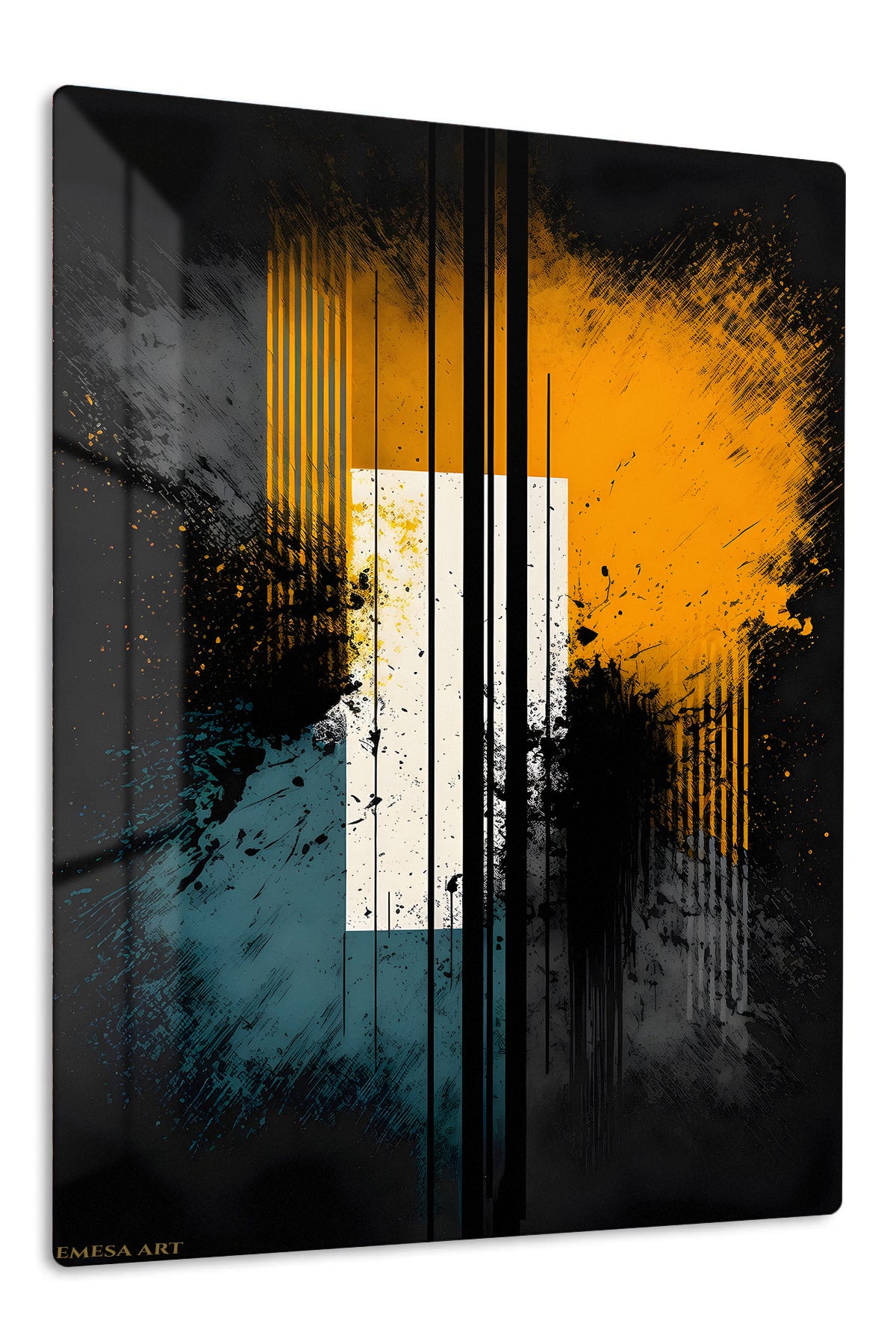 Retro Orbit Cascade premium metal wall art – front view