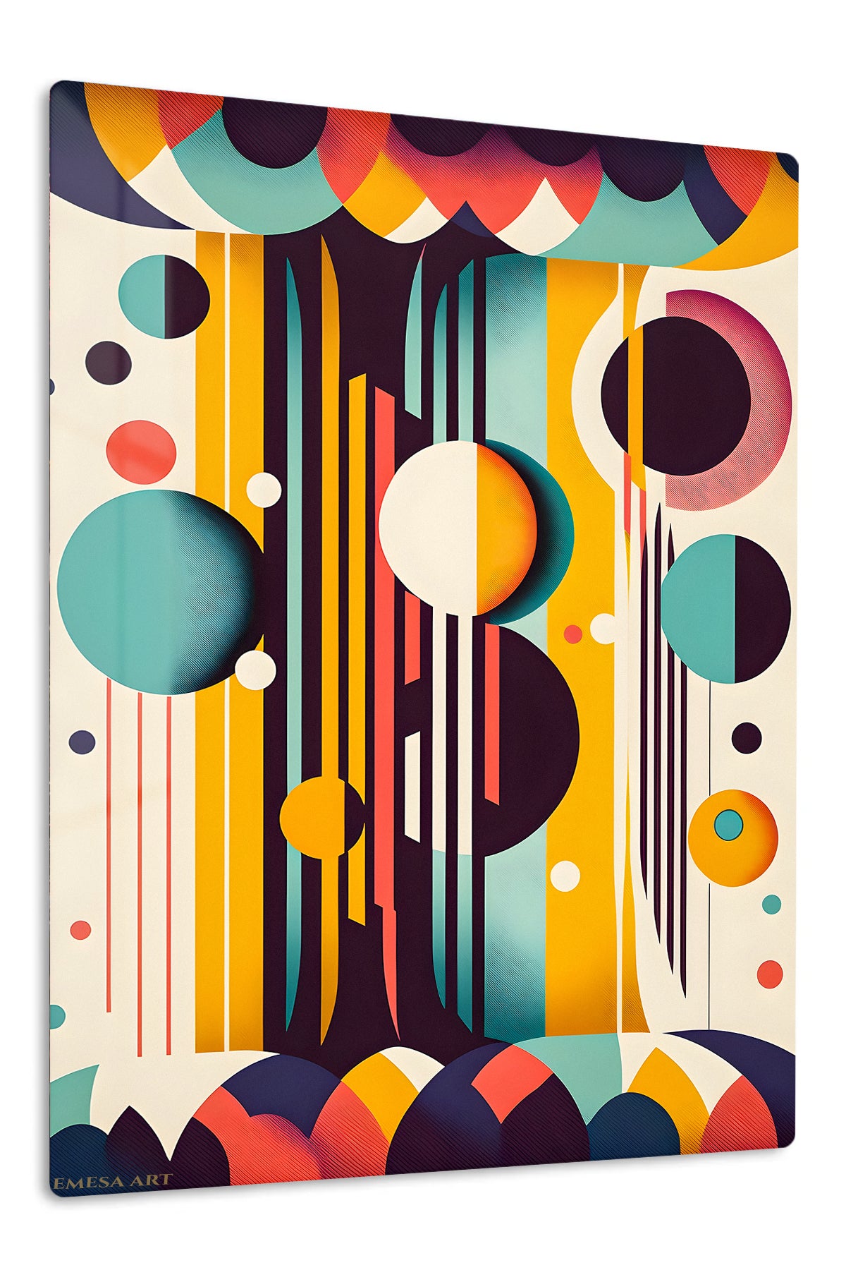Ochre Axis premium metal wall art – front view