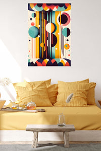 Ochre Axis metal wall art displayed in a contemporary living space