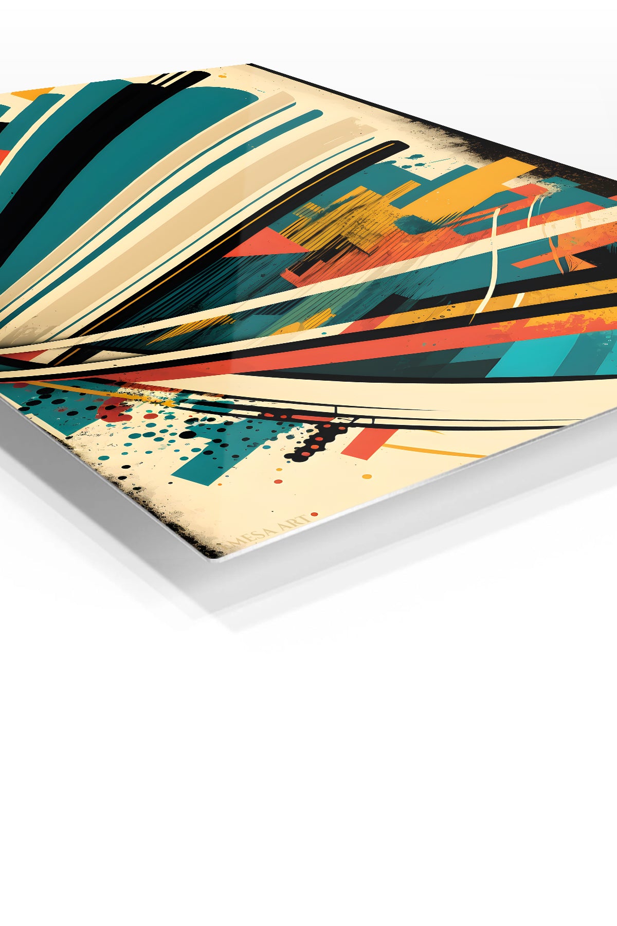 Faceted Geometric Totem premium metal wall art – angled view