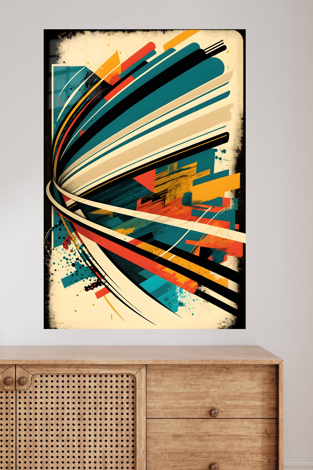 Faceted Geometric Totem metal wall art displayed in a modern interior