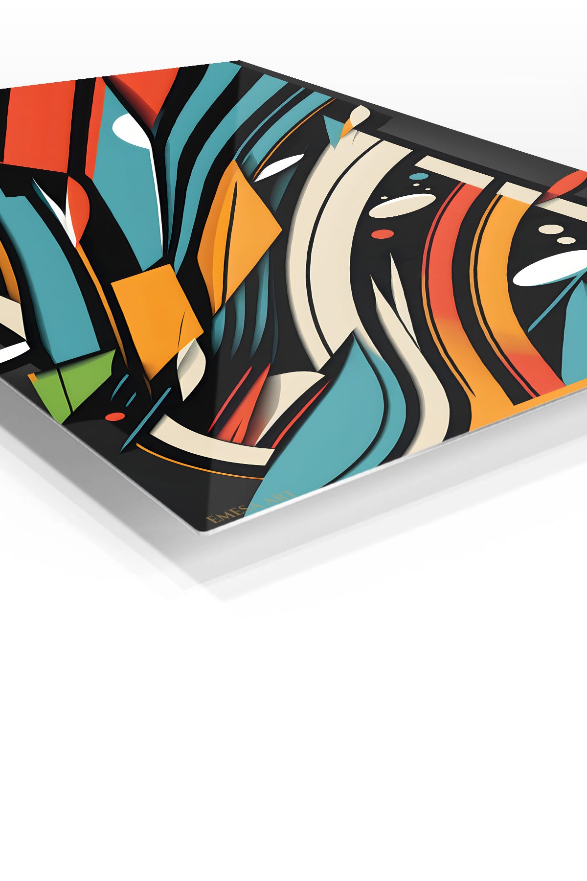 Golden Geometry in Relief premium metal wall art – angled view