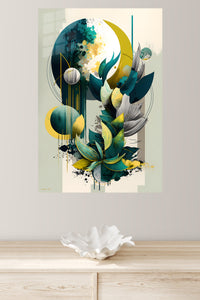 Gilded Violet Geometry metal wall art displayed in a modern interior