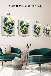EMESA metal wall art size comparison guide for Gilded Violet Geometry