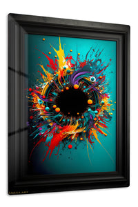 Ochre and Ink Vertical Composition premium metal wall art – front view