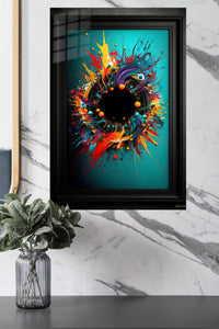 Ochre and Ink Vertical Composition metal wall art displayed in a modern interior