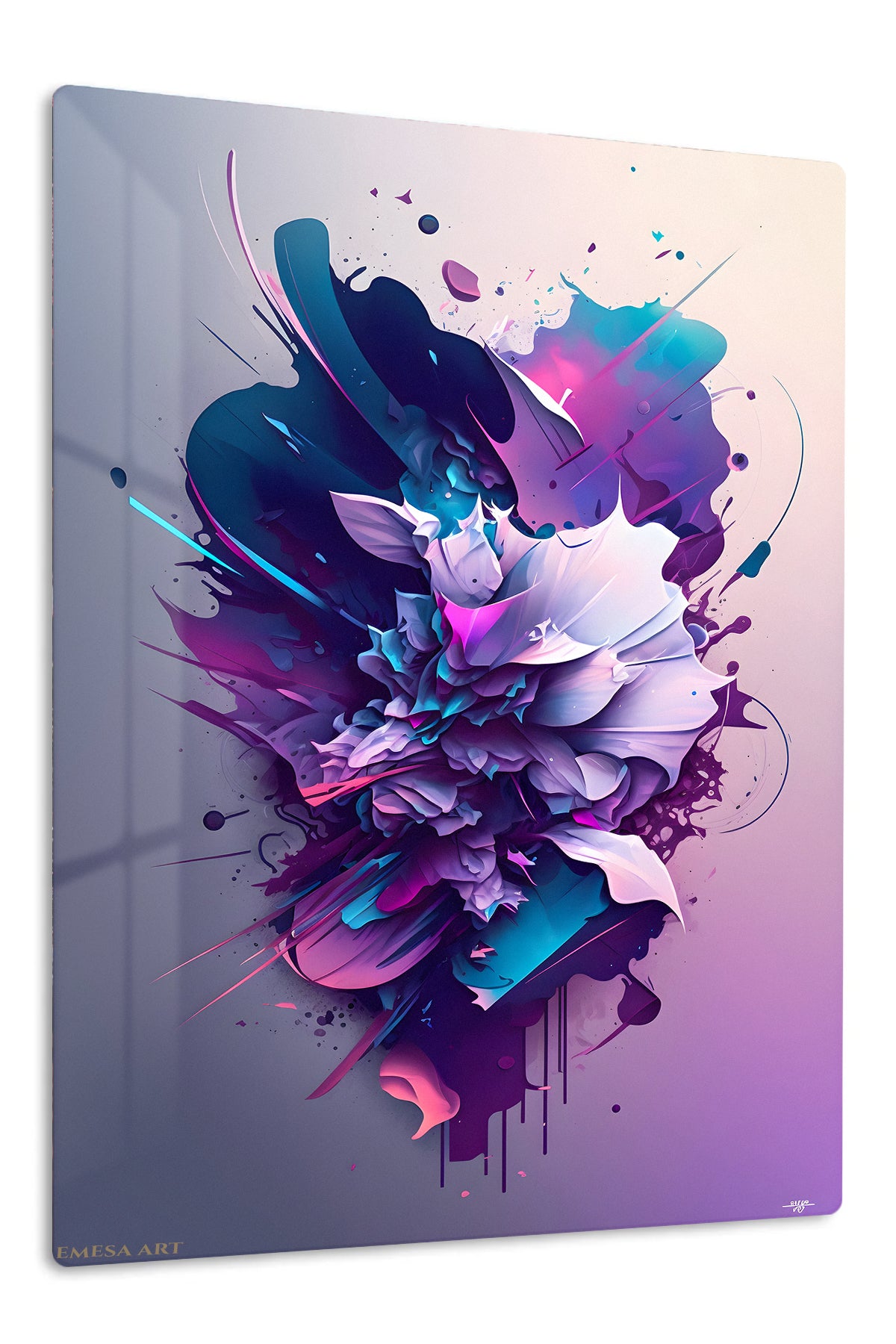 Fractured Gold Geometry premium metal wall art – front view