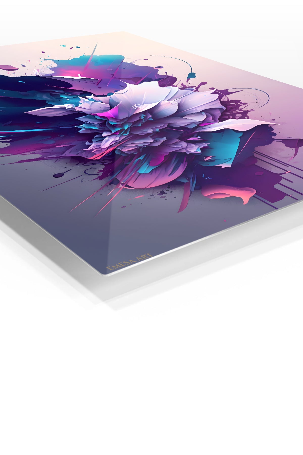 Fractured Gold Geometry premium metal wall art – angled view