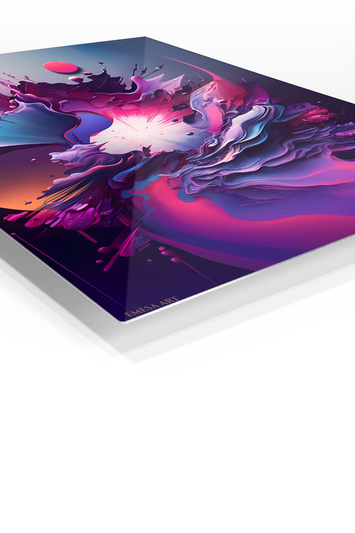 Monochrome Orbital Geometry premium metal wall art – angled view