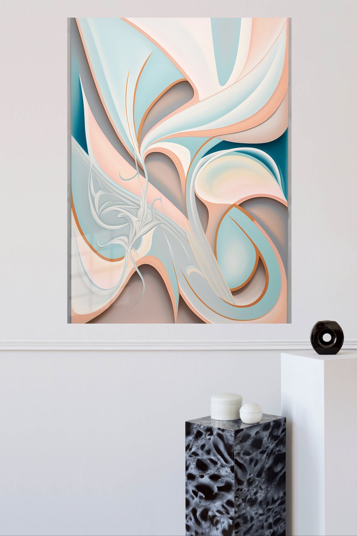 Radiant Magenta Currents metal wall art displayed in a modern interior