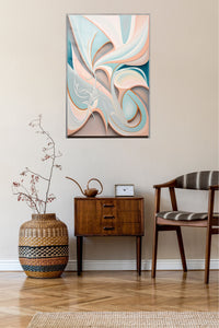 Radiant Magenta Currents metal wall art displayed in a contemporary living space