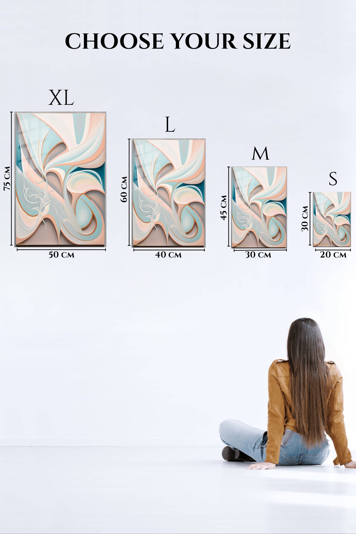 EMESA metal wall art size comparison guide for Radiant Magenta Currents