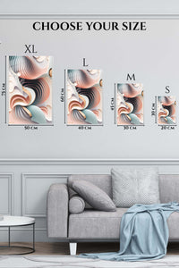 EMESA metal wall art size comparison guide for Chromatic Mountain Realm